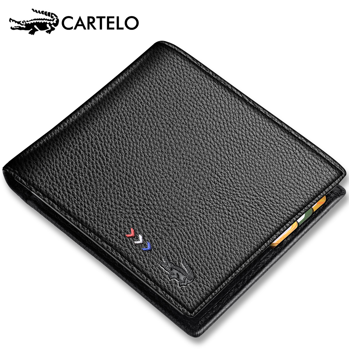 Cartelo Cadile Crocodile Men Short Leather Head Banker Wallet Wallet Male Banker Clippers