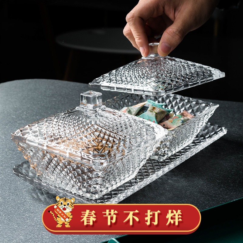 European crystal glass candy jar household dried fruit nuts tea storage jar creative colorful life colored glaze yellow