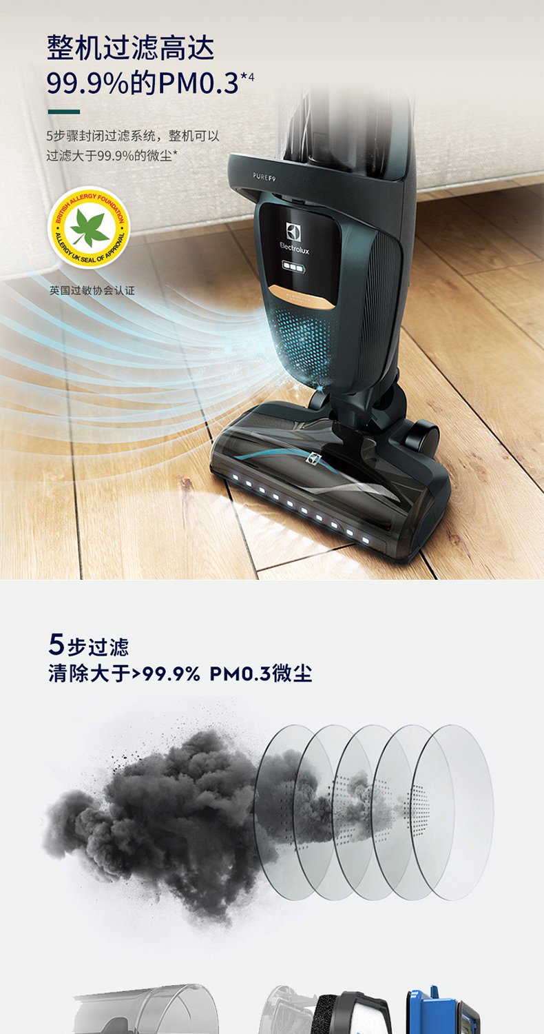 Electrolux 螨 máy hút bụi không dây dọc hộ gia đình máy hút bụi lớn Máy hút bụi nhập khẩu Châu Âu PF91-5BTF - Máy hút bụi máy hút bụi điện máy xanh