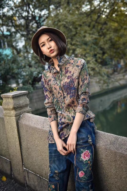 Áo sơ mi mùa thu đông 2018 áo cánh rộng size rộng là áo cotton cotton mỏng sơ mi retro tay dài nhiều màu áo sơ mi nữ dài tay đẹp