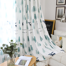 ins net red Nordic wind curtain finished living room bedroom simple modern shaking sound fresh bay window shading cloth customization