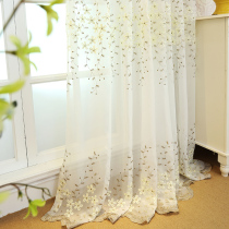 Installation of non-perforated velcro window screen European embroidery Bedroom bay window Living room shading curtain cloth net red finished product