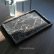 Light luxury natural black gold flower marble rectangular tray bathroom lotion bottle storage tray skin care products cosmetic storage