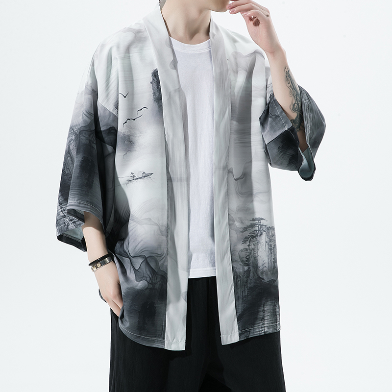 Tang Suit Hanfu Adult Chinese Style Men's Clothing Full Set Student Ancient Style Fairy-Like Robe Improved Large Size Windbreaker Jacket Summer