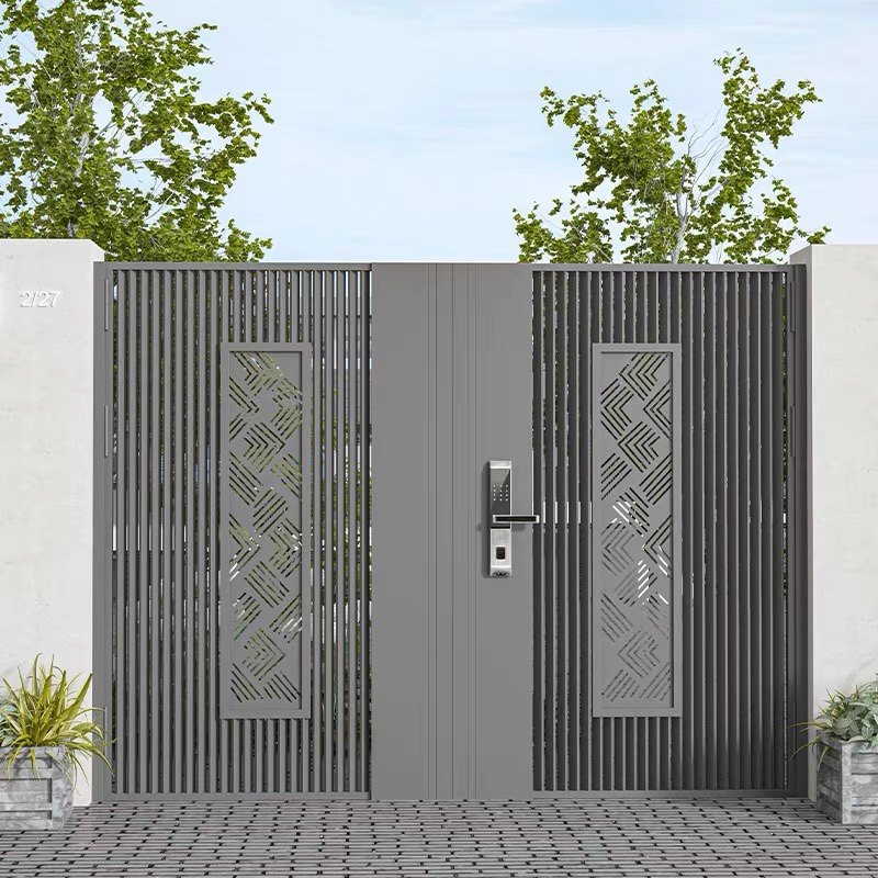 Custom stainless steel villa courtyard door rural door single double door community garden iron door fence courtyard door