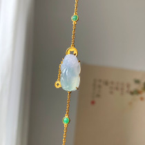 Yinyun Jade is very dreamy ice blue purple 18K gold jade bracelet inlay style reference