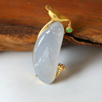 Yun Jade natural A goods Jade 18K gold inlay design Guanyin pendant style reference