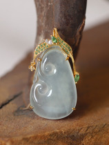 Yun Jade natural A goods Jade 18K gold inlay ice type jade pendant style reference