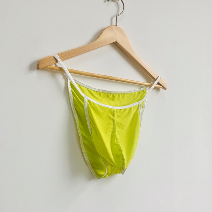 Men's thong sling-style high-fork sexy temptation U-convex summer ice silk breathable chiffon feels cool and thin