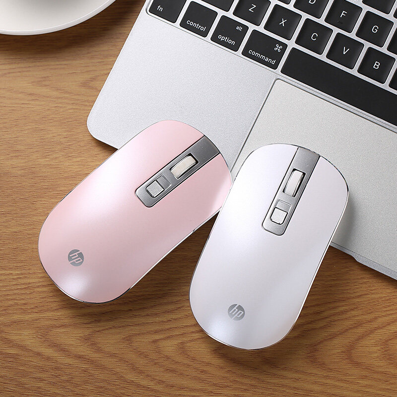 Original Clothing HP S4000 Aluminum Alloy Housing Mute Silent Wireless Mouse Notebook Desktop Computer Notes S1000 Bluetooth Dual-mode Charging Slip Mouse Optional National Union Male and female