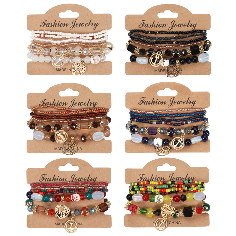 Bohemian Bracelet with Multi-Layered Rice Beads, Sweet Jewelry for Women, Beach Vacation Dress Accessories, Versatile Summer Accessories