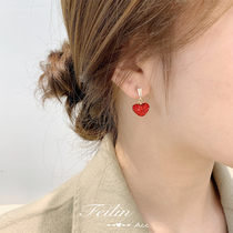 Earrings 2021 New Tide temperament Net red with earrings senior sense red earrings female sterling silver 2020 earrings