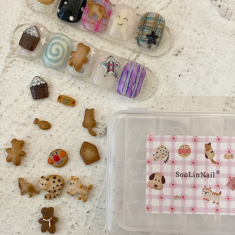 Soolinnail Original Animal Cartoon Cookie Nail Art Mold Bear Cookie Cat Nail Art Cookie