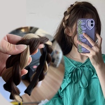 New wide side fish bone braid hair stirrup Hemp Flower Braid Hair Stirrup With Teeth Anti Slip Mesh Red Head Decorated Press Hair Head Stirrup