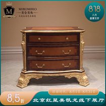  Beautiful beautiful Italian solid wood bedside table Villa mansion model room Club furniture Neoclassical locker customization