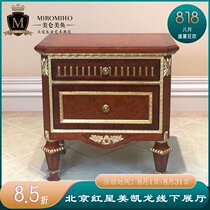  Beautiful Italian neoclassical Oak solid wood bedside table Gold leaf bedroom furniture Villa mansion clubhouse customization