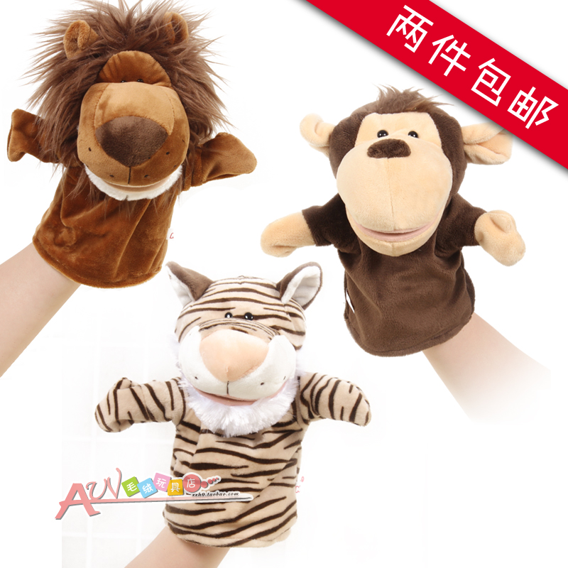 Animal hand puppet parent-child game puzzle plush toy monkey mouth moving children cartoon glove doll