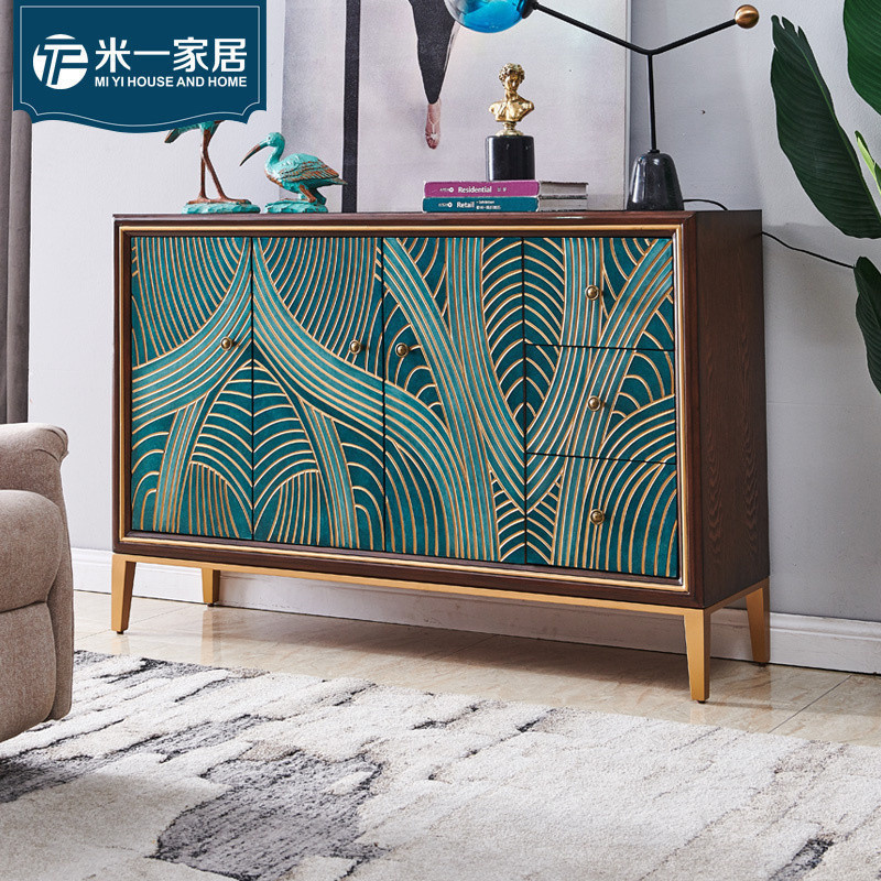 Light and luxurious closing cabinet Small-family-type solid wood door hall Sitting Room Dining Side Cabinet Dining Side Cabinet-style minimalist storage containing cabinet-Taobao