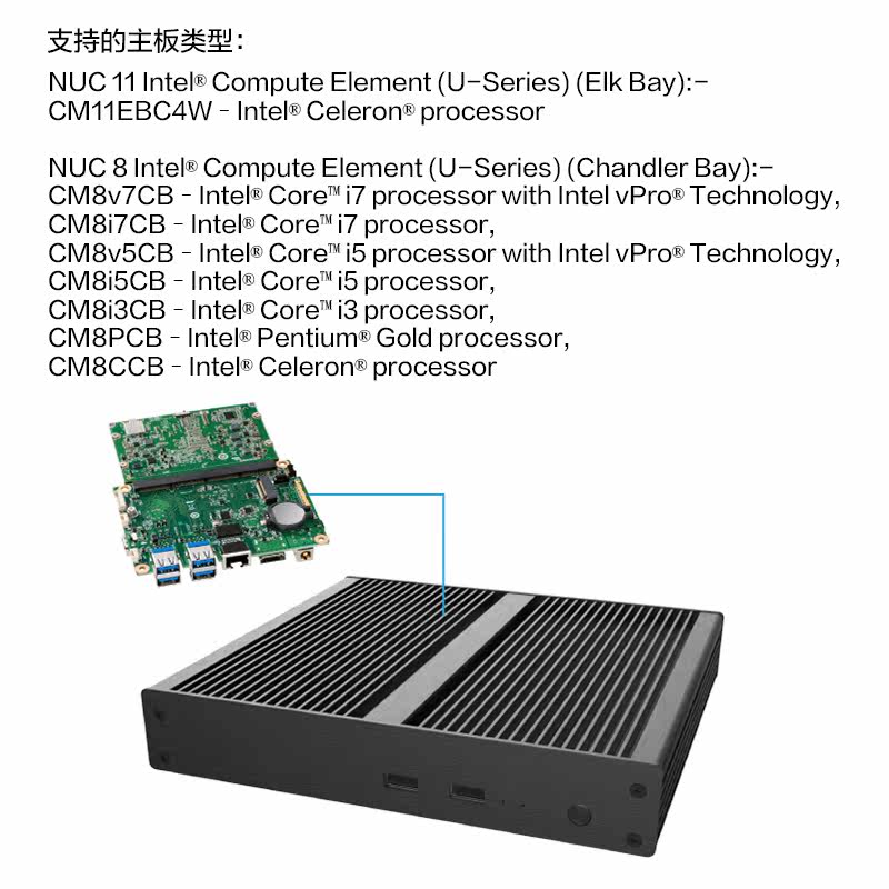 Element all-aluminum fanless main case Intel mini computer NUC11 8 U series computing element module