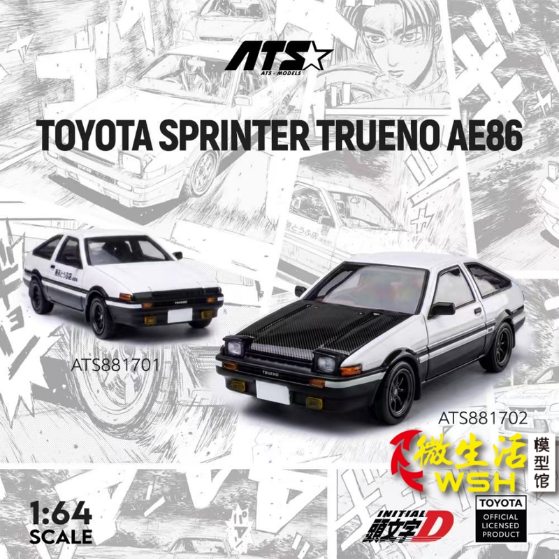 Ats 1:64 Toyota Ae86 Sprinter Trueno Initial D Alloy Car Model