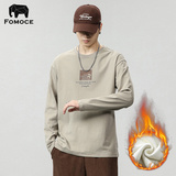 Мужская футболка Farmans heavy plus из плотного бархата с длинными рукавами, осенняя свободная универсальная хлопковая повседневная рубашка с круглым вырезом и низом