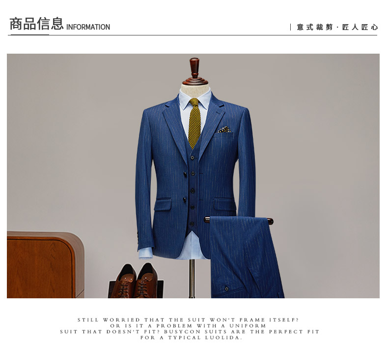 Bộ đồ vest nam màu xanh Anh gió đám cưới chú rể mặc váy chú rể kết hôn với bộ đồ nam mùa hè mỏng - Suit phù hợp áo vest nam cao cấp