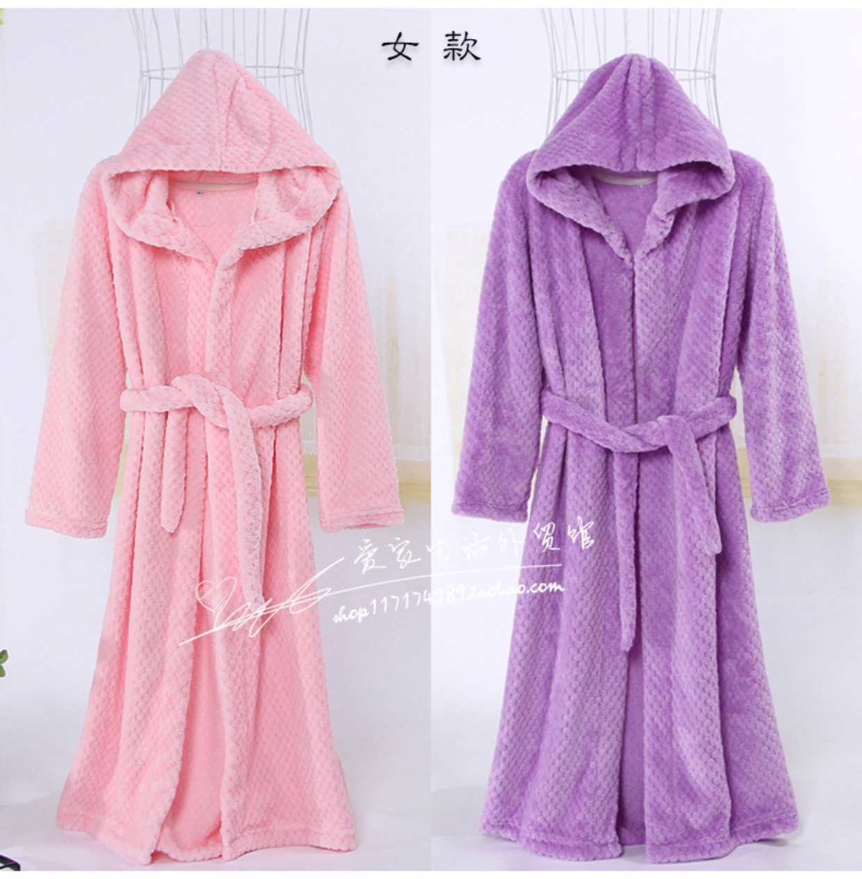 Áo choàng mùa đông nam và nữ flannel lỏng đồ ngủ lông cừu dày và dài san hô để giữ ấm áo choàng tình yêu mùa đông đồ ngủ nam