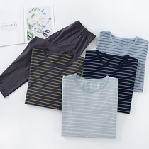 Autumn Winter Pure Cotton Warm Underwear Men Streaks Slim Fit Elastic Body Knit Full Cotton Thread Autumn Clothes Autumn Pants Suit