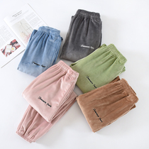 Coral Suede Pants Children Slim home Heating house Elastic Sea Island Suede Suede Buns Feet Warm Pants Flannel Velvet Sleeping Pants