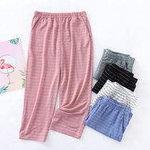 2019 New pajama pants womens Capri pants summer thin loose casual sports can wear stripes 7 points home pants