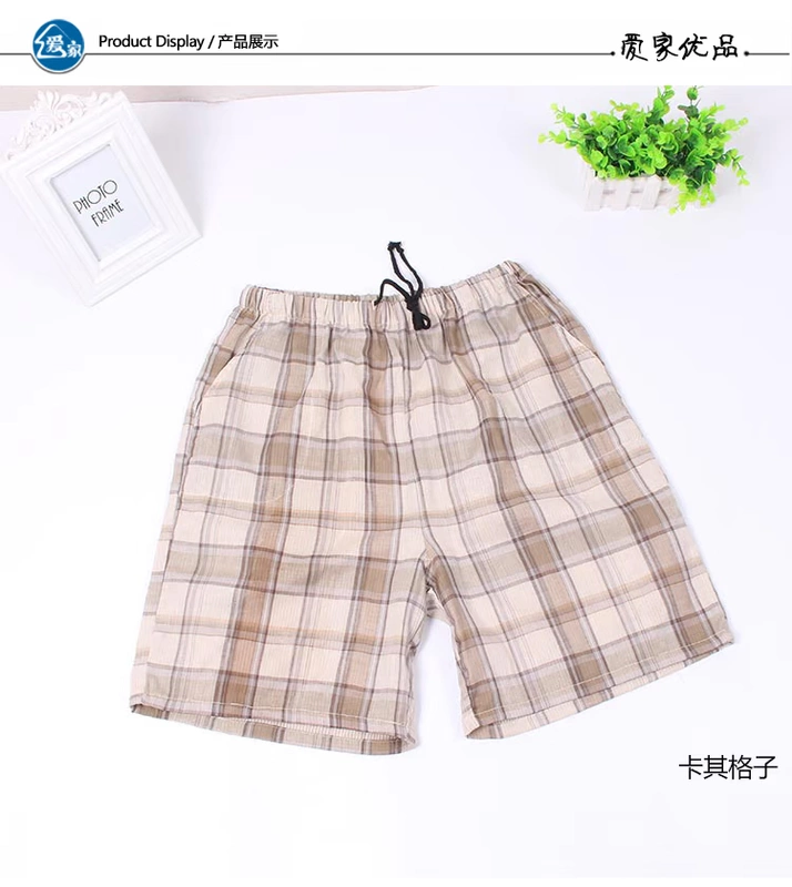 Quần short nam cotton mùa hè Quần mỏng Phần ngủ quần gạc đi biển Quần năm rưỡi Quần rộng Quần rộng