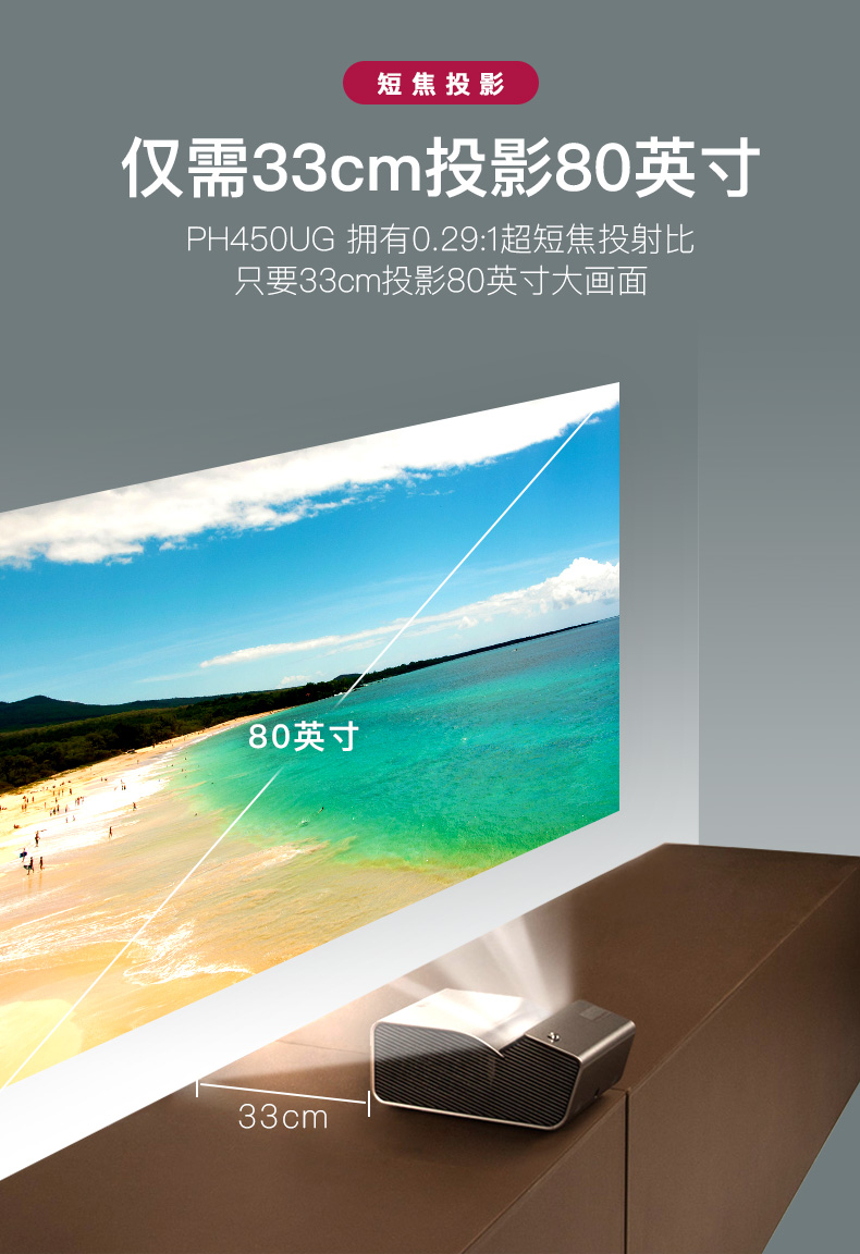 Máy chiếu LG PH450UG siêu ngắn ném về nhà nhỏ cầm tay rạp hát tại nhà điện thoại thông minh không dây wifi HD máy chiếu 3D mini không hỗ trợ TV 1080P