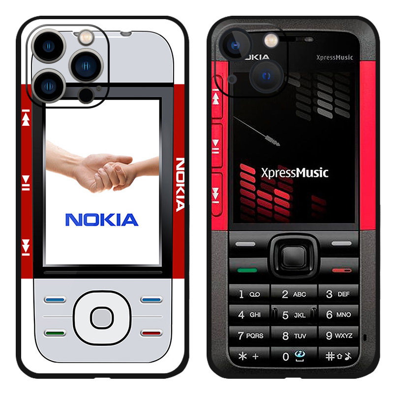 Suitable for iPhone 17 16 15 14 Pro Max Apple 13 12 11 Phone Case Silicone Creative Nostalgic Old-Fashioned Nokia Pattern 5130 Anti-Slip Protective Cover Simple XS Xr 8
