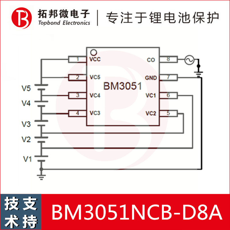Two, three, four and five lithium battery secondary protection chips can be BM3051NCB-D8A for technical support.