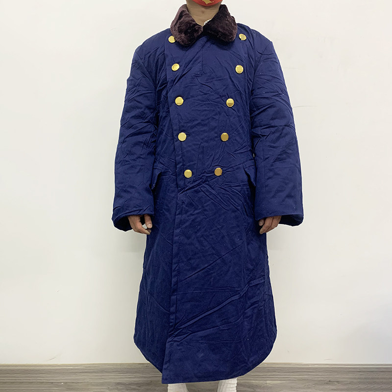 85 Grass green polyester card large coat men winter chill-proof and warm 85 blue polyester card large coat with long version northeast cotton coat
