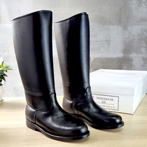 Institution band Strong man long cylinder leather boot high cylinder equestrian boots flag-raising riding boots with knee guard against leather bottom summer horse boots