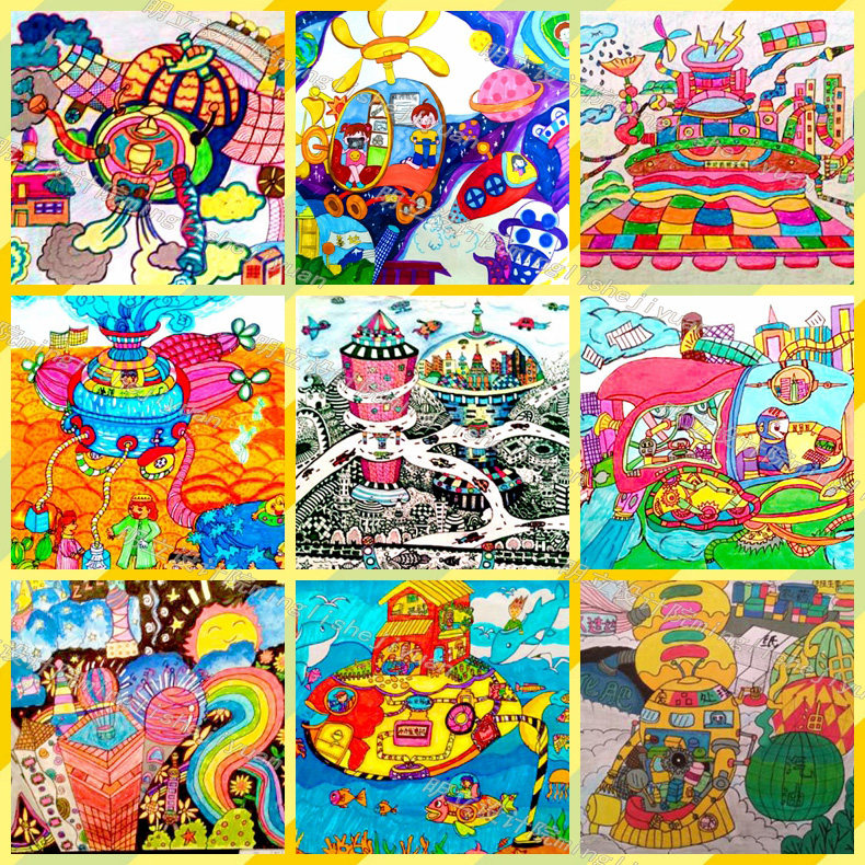 Hand-copied newspaper science fiction painting Children's painting generation painting generation doing pure handmade hand-drawn stick figure cartoon cartoon A3 8 4K open