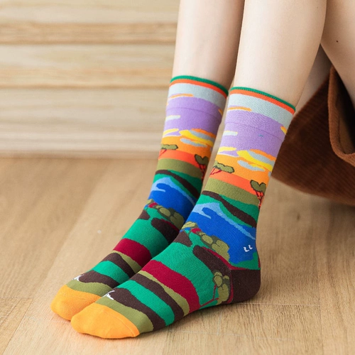 Crazysocks Французская серия головоломки винного дерева составляет очень уличные тенденции мужчин и женщин.