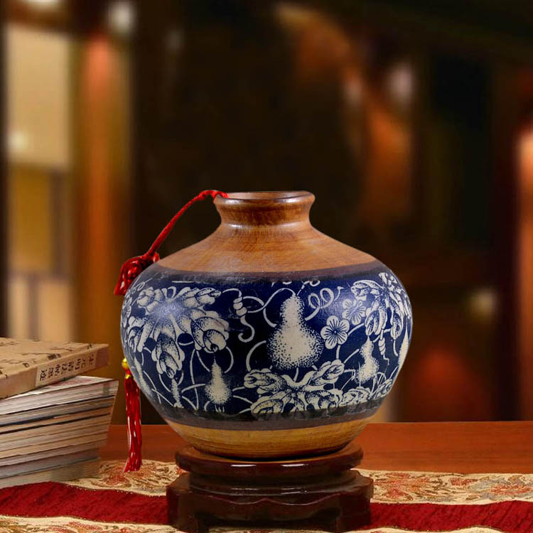 Bình đất nung bình gốm retro cầm tay xô bằng tay bùn lốp thô men hoa văn hóa nước hoa chèn đồ trang trí - Vase / Bồn hoa & Kệ chậu trồng cây trong nhà