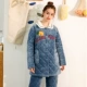 Fenteng đồ ngủ của phụ nữ mùa thu và mùa đông áo khoác chần bông dày ba lớp dài trung bộ đồ mặc nhà ngọt ngào Hàn Quốc có thể mặc bên ngoài - Bộ Pajama