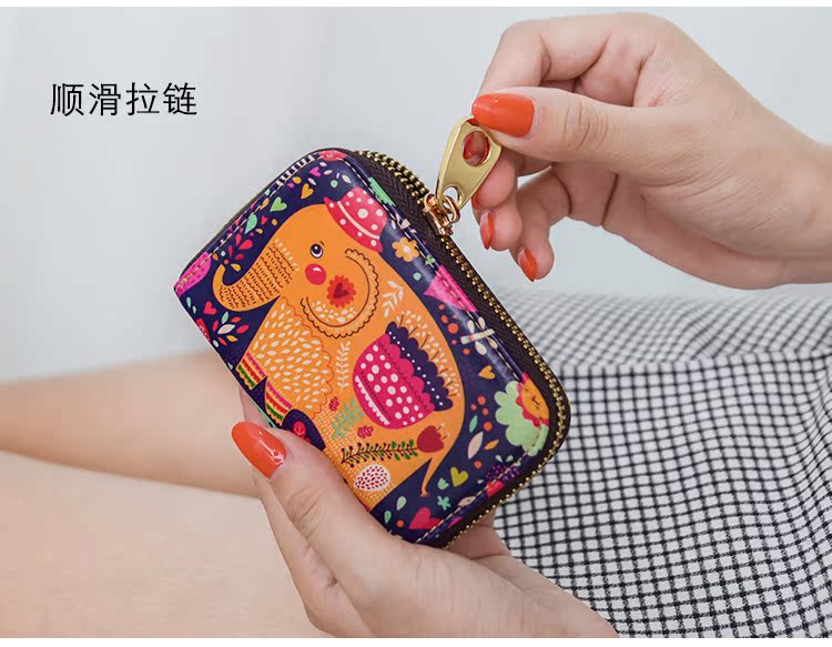 Accord dây kéo túi thẻ nhỏ phụ nữ nhiều thẻ hoạt hình mini xu ví kinh doanh chủ thẻ túi dễ thương chủ thẻ ví nữ đẹp