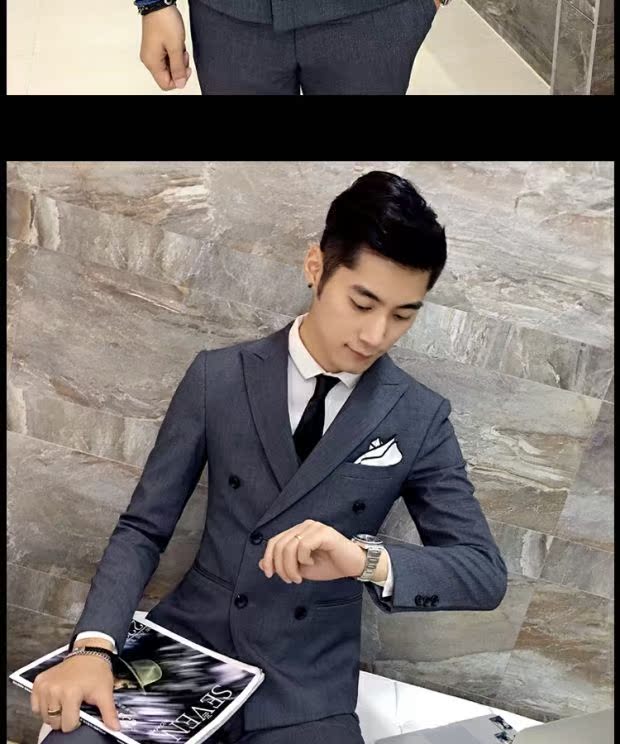 Bộ đồ đôi mùa thu phù hợp với bộ đồ ba mảnh nam Bộ đồ bó sát nhỏ giản dị Bộ đồ cưới nam chú rể Anh quần tây