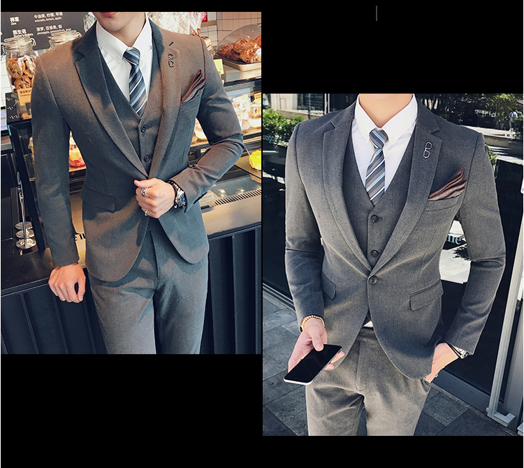 Bộ đồ mùa thu và mùa đông phù hợp với nam giới phù hợp với kinh doanh ba mảnh quần âu nam đẹp