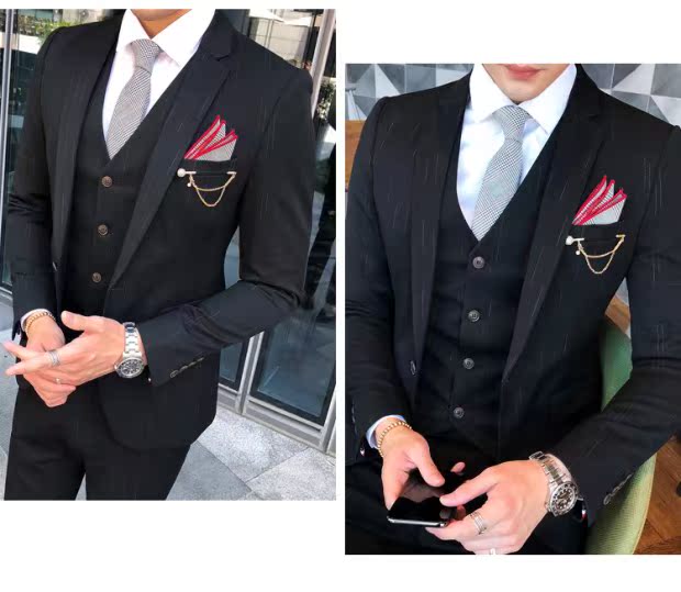 Một bộ đồ vest nam ba mảnh phù hợp với thanh niên phù hợp với thanh niên phù rể chú rể váy cưới thủy triều áo nam đẹp