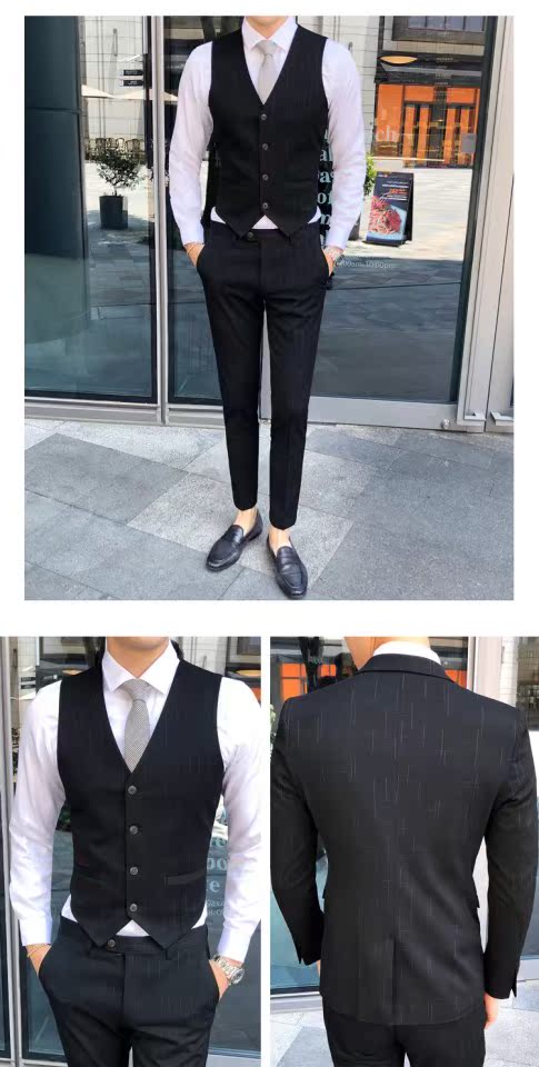 Một bộ đồ vest nam ba mảnh phù hợp với thanh niên phù hợp với thanh niên phù rể chú rể váy cưới thủy triều áo nam đẹp
