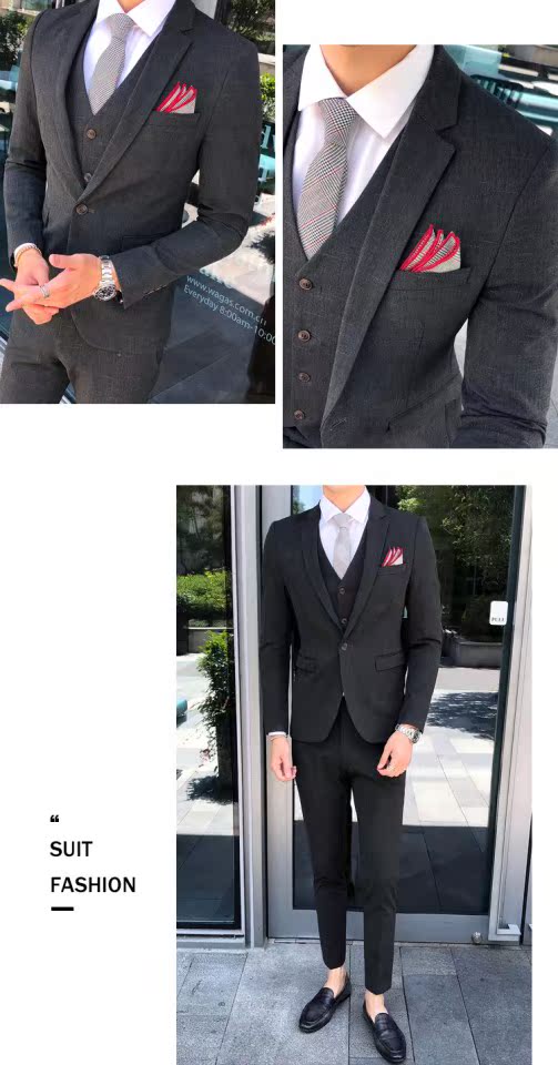 Một bộ đồ vest nam ba mảnh phù hợp với thanh niên phù hợp với thanh niên phù rể chú rể váy cưới thủy triều áo nam đẹp