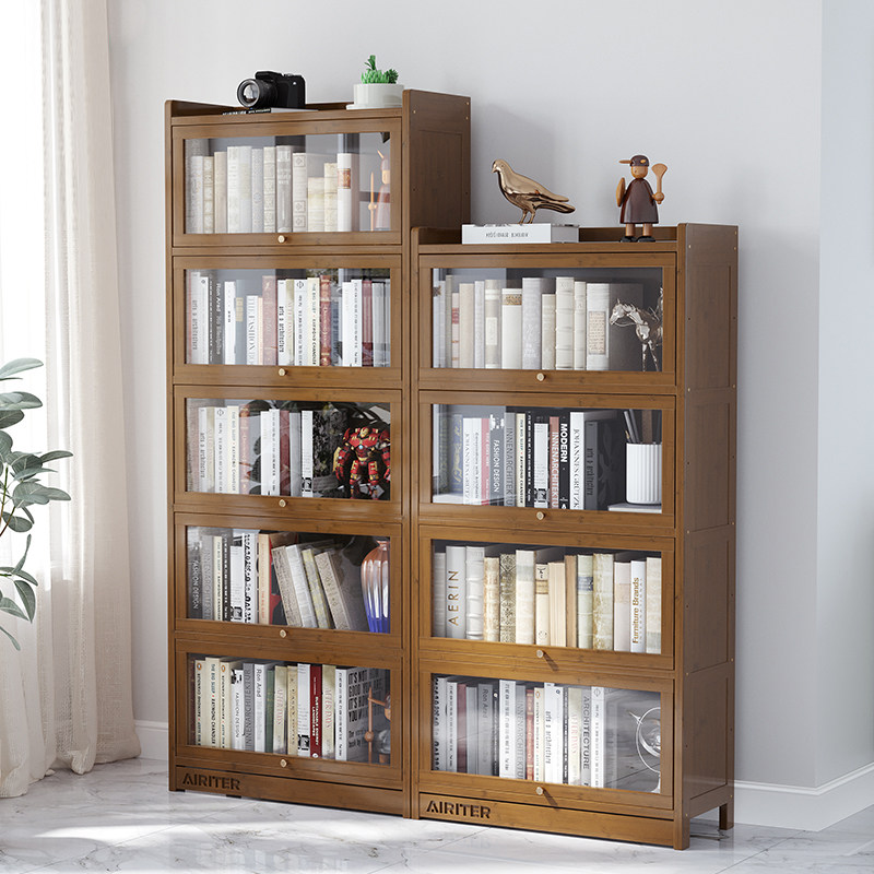 Bookshelves Shelving Floor Simple Multilayer Bookcase With Door Children Students Home Non Solid Wood Living Room Containing Deck Shelf