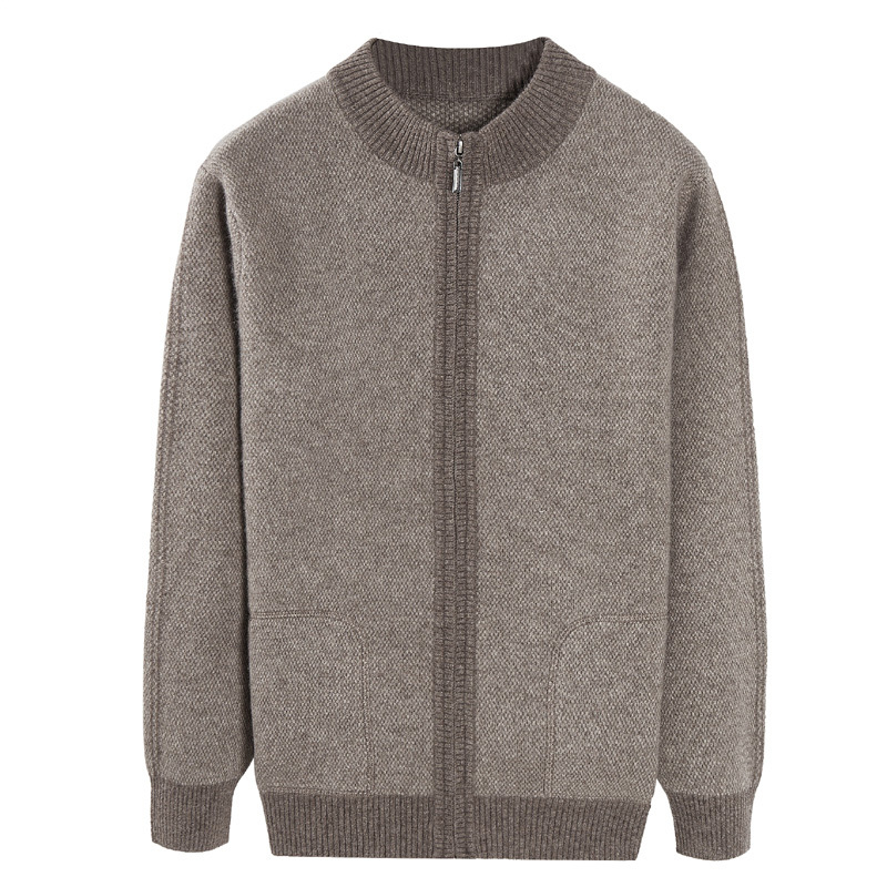 Winter Thickened Dad's Cashmere Cardigan, Lulanwang Men's Middle-Aged and Elderly Wool Sweater, Full Zipper Warm Jacket for Men