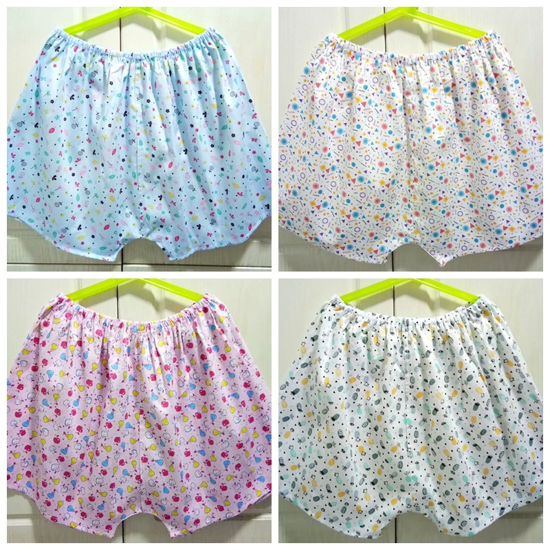 Medium-aged ladies' pure cotton cloth shorts 4-corner flat foot pants underpants old flower cloth Mom Grandmother old lady's pants head