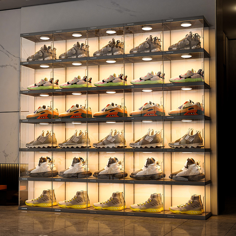 Shoe Box Storage Box, Shoe Wall, Shoe Storage Organizer, Sneaker Rack, Large Capacity Home Display Cabinet, Transparent Folding Shoe Cabinet